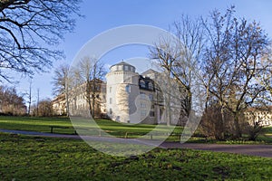 View from the Ilm park in weimar to green castle and Anna Amalia