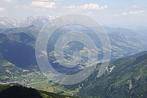 The view from Imbachhorn mountain to Zell am See lake, Austria