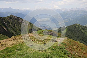 The view from Imbachhorn mountain to Zell am See lake, Austria