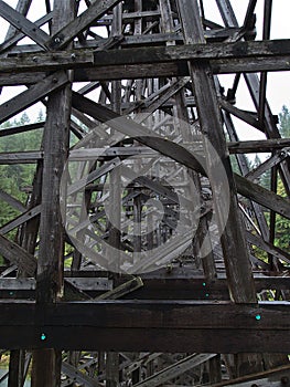 View of impressive restored railroad bridge Kinsol Trestle made of wood on Vancouver Island, British Columbia, Canada. photo