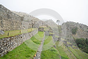 View of the Incan citadel in Machu Picchu, Peru