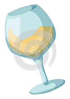 View of inclined wine glass with champagne, Vector illustration