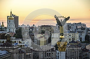 View of Independence Square Maidan Nezalezhnosti in Kiev, Ukraine