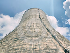 View of indian powerplant cooling tower.