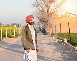 View of an Indian sardar Punjabi young boy in village