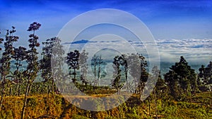 View Indonesian Nature with ocean of clouds at Temanggung Central Java Indonesia