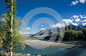 View of Indus river, Leh-Ladakh, Jammu and Kashmir, India photo