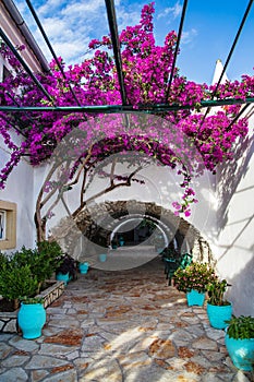 View of an inner courtyard of the monastery of the Virgin Mary. Corfu.