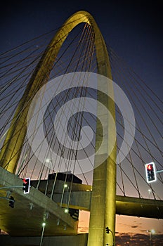 View of the Innovation Arch and its lights at night photo