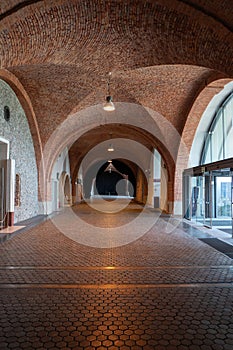 view inside the brickwork of the royal palace warsaw-poland