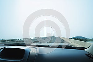 View from inside of a car passing through Ponte Poeta Manoel de photo