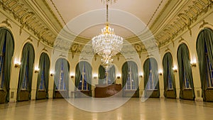 View from inside a castle with the festive hall