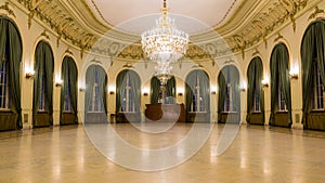 View from inside a castle with the festive hall