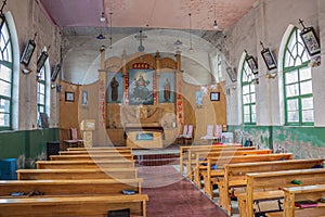 View inside the Catholic church of Pingyao