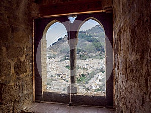 View from inside Cazorla Yedra Castle, Spain