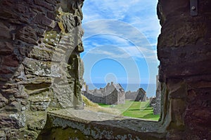 View from inside of the Dunnottar Castle in Scotland