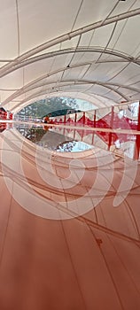 The view inside the lakeside dome with reflection water