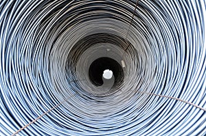 View inside in a metall steel roll in an steel mill factory