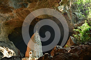 View inside sacred Sadan Cave in Hpa-An, Myanmar. photo