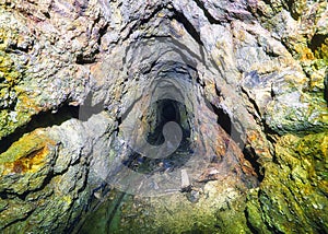 View inside an scary abandoned mine tunnel in Slovakia