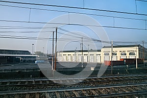 View from inside a train in Milan, Italy