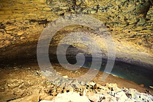 View from inside the volcano in Furna Do Enxofre, Graciosa island, Azores