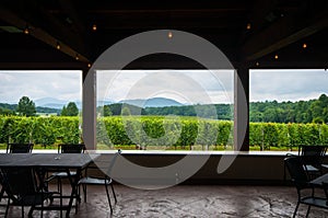 View from Inside Winery Pavillion in Blue Ridge Mountains