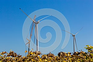 Installation of a wind turbine in wind farm construction site