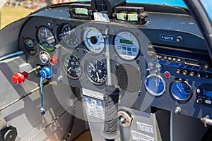 Small Plane cockpit interior view