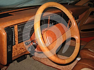 View of the interior of a modern automobile showing the dashboard