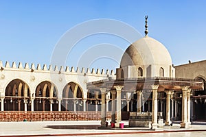 Interior of the mosque of Amr Ibn Al-Aasa al-As in Cairo, Egypt, oldest mosque in Africa