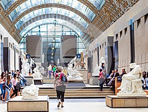 View of the interior of the Musee Orsay, Paris, France