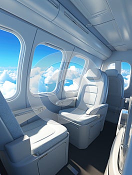 A view of the interior of a private jet, AI