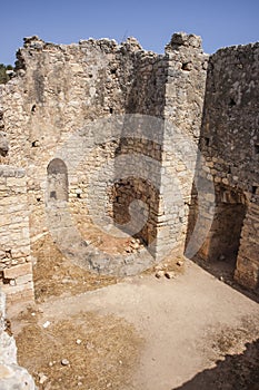 View of Interior rooms ar public baths at Aptera, Crete