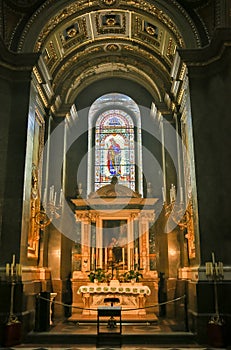 View of the interior of the St Stephen`s Basilica in Budapest.