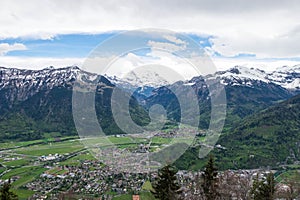 View of Interlaken town and mountains from HarderKulm scenic poi