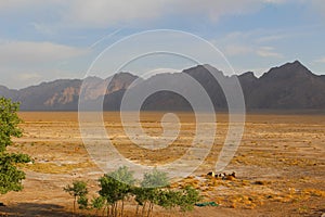 View of Iranian desert and mountains, Iran