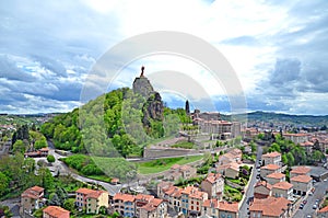 The view on the iron statue of Notre-Dame de France The Virgin Mary in Puy-en-Velay, France