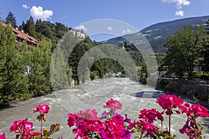 View of the Isarco river from a Bressanone bridge photo