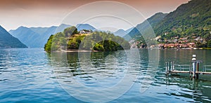 View of the island Comacina on Lake Como