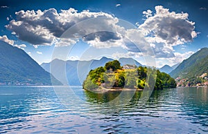 View of the island Comacina on Lake Como.