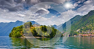 View of the island Comacina on Lake Como.