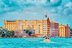 A view of the island of Giudecca, located opposite main island Venice.  Building of Hilton Molino Stucky Venice.Italy photo