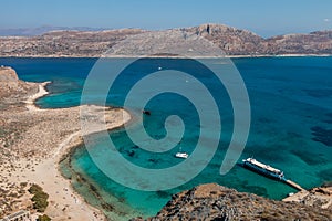 view from the island of Gramvousa to Balos bay. Greece.