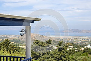 View of the island of Kos from tavern in Zia village