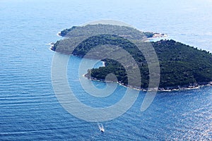 View of island Lokrum from Dubrovnik from Srd mountain, Chroatia