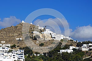 View of the island& x27;s hills with its churches