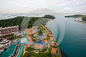 View of the island of Sentosa and Singapore