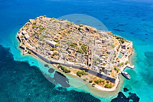 View of the island of Spinalonga island, Elounda, Crete, Greece. photo