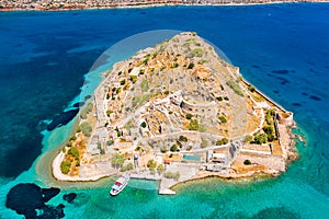 View of the island of Spinalonga island, Elounda, Crete, Greece.